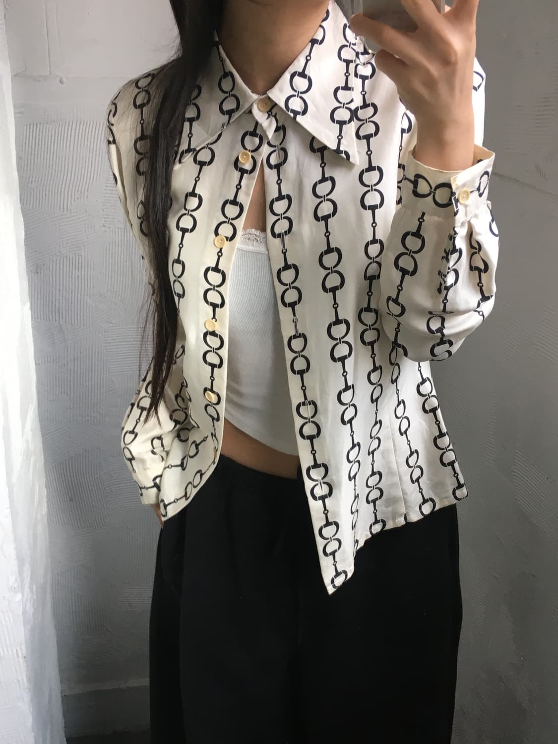 Celine 올드 셀린느 체인 패턴 블라우스 상품이미지2