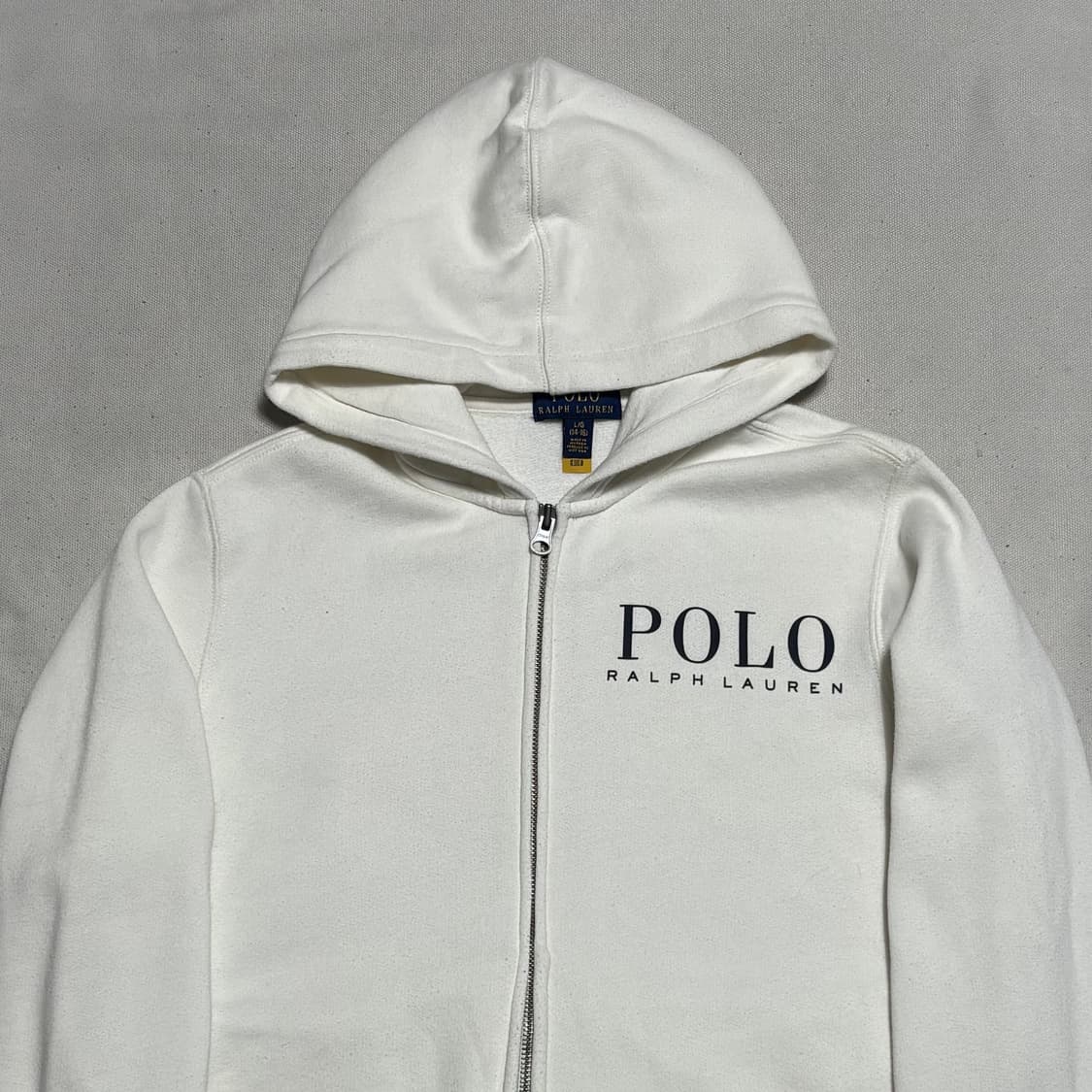 L 폴로랄프로렌 여성용 빅로고 화이트 후드 집업 상품이미지1