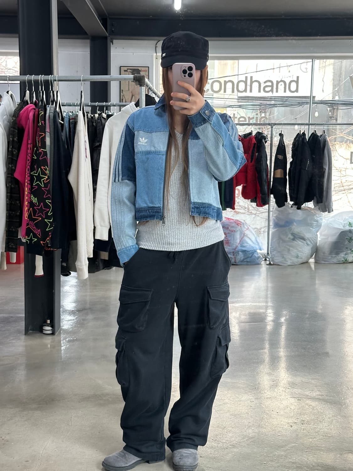 아디다스 크세니아 패치 트랙 하이넥 데님져지 데드스탁 상품이미지2