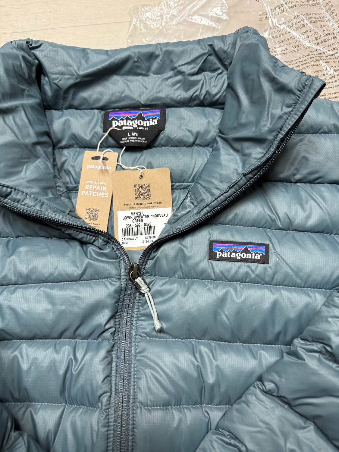 파타고니아 다운스웨터, 누보 그린, 라지 사이즈, 새제품 상품이미지4