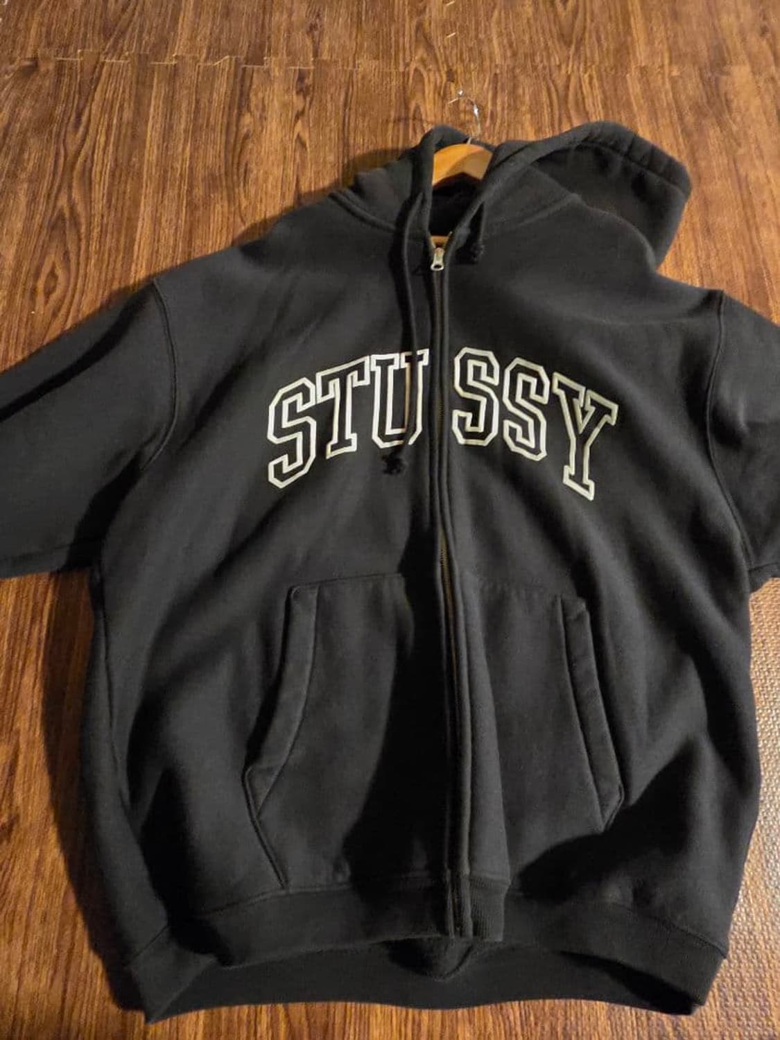 스투시 아웃라인 집 후드 워시드 블랙 상품이미지1