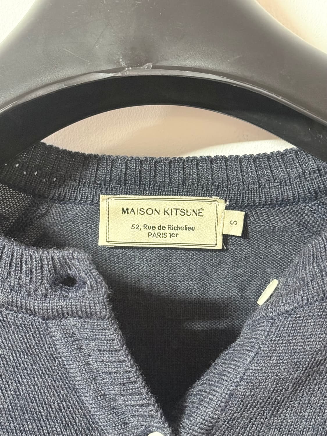 정품 메종키츠네 폭스헤드 울 네이비 가디건 상품이미지4
