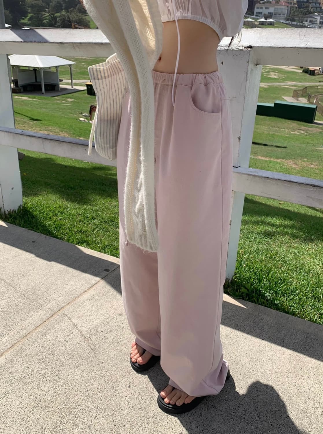 리즈 Leeds cotton banding pants, baby pink 상품이미지4