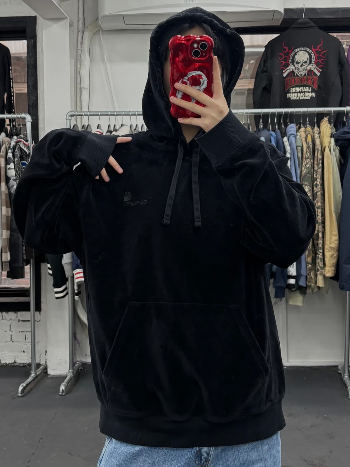 칼하트 Wip 벨벳 후드티 상품이미지4