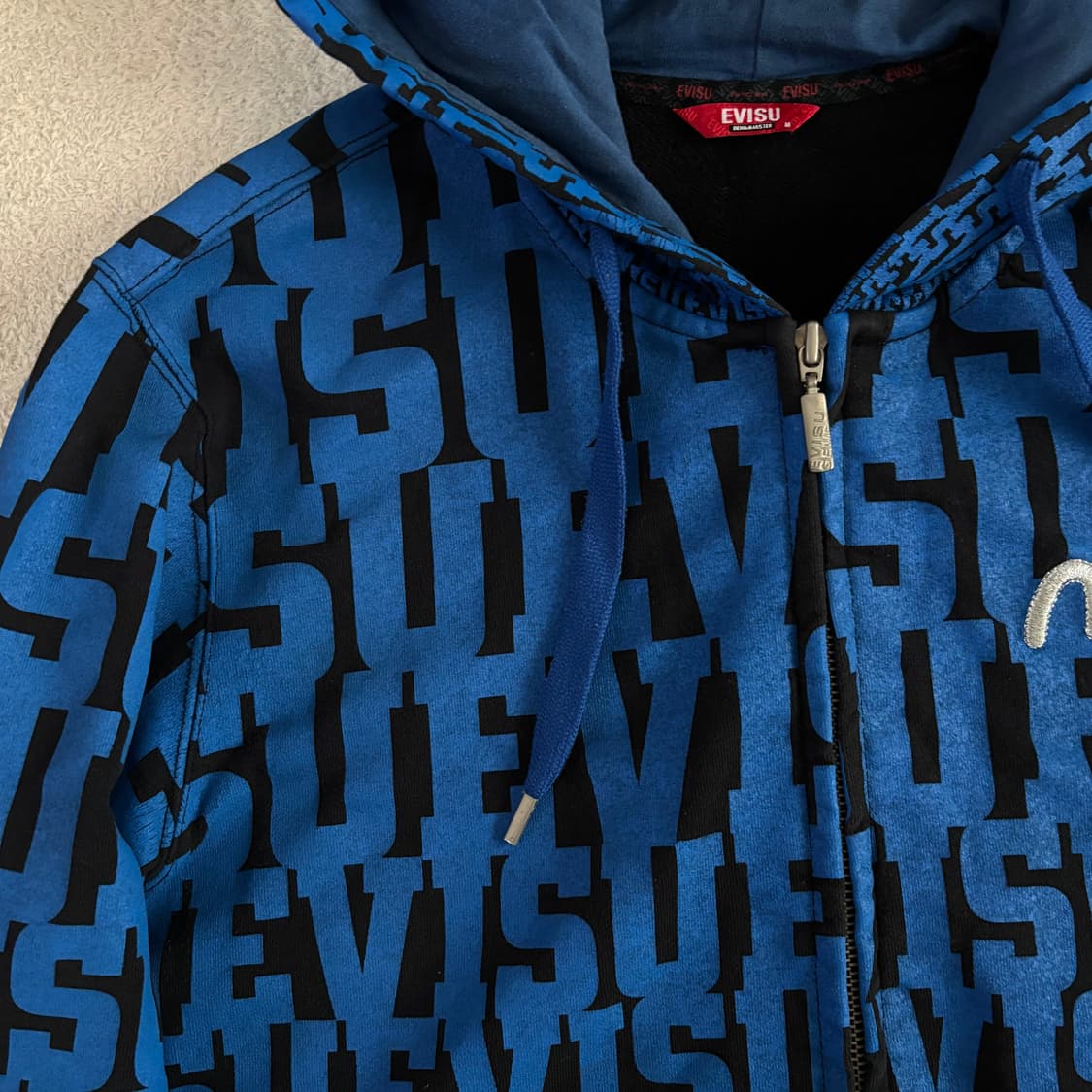 에비수 희귀 블루 풀로고 후드집업 상품이미지5