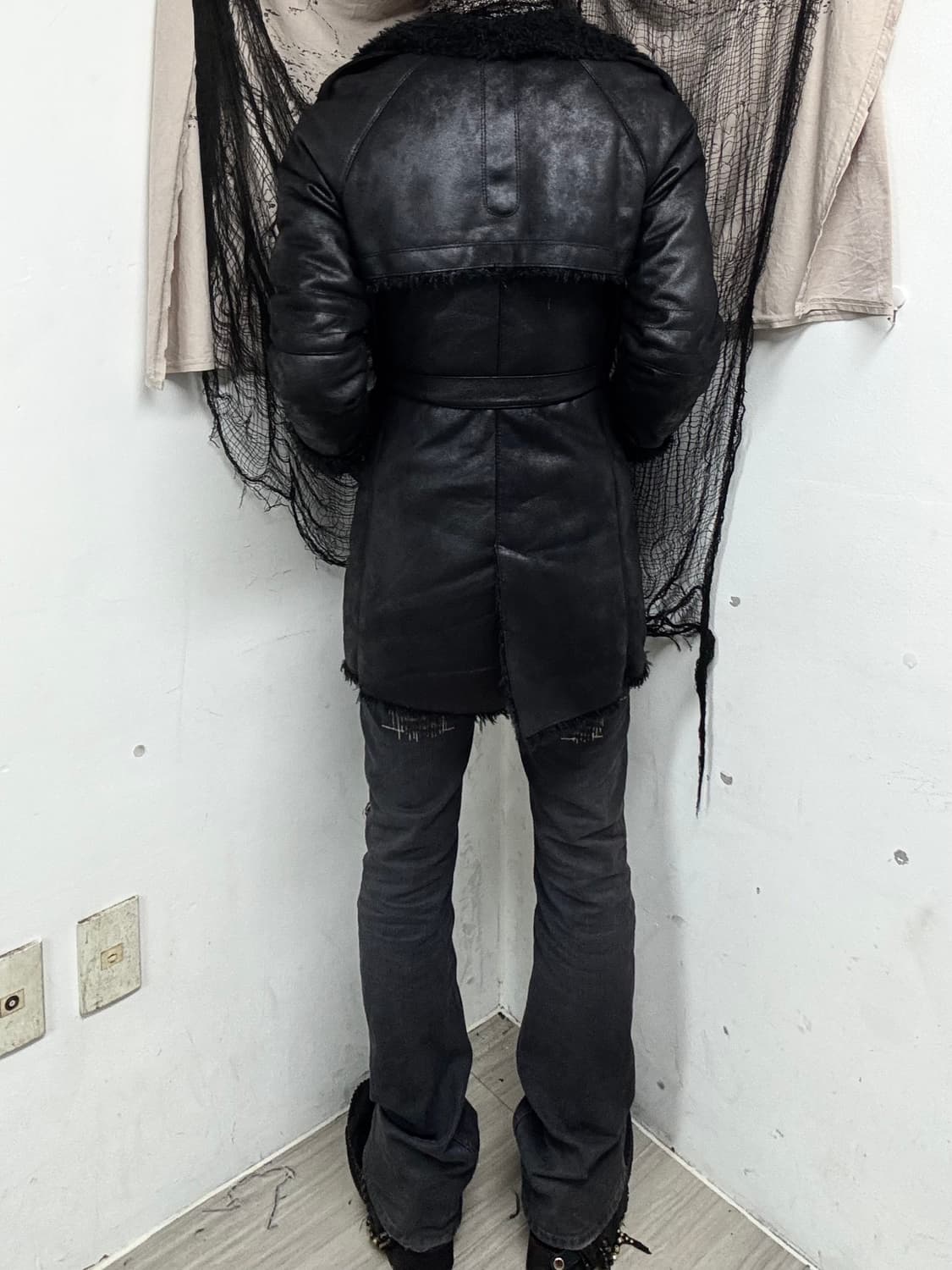 Black Fur Trimming Chic Long Jacket 상품이미지8