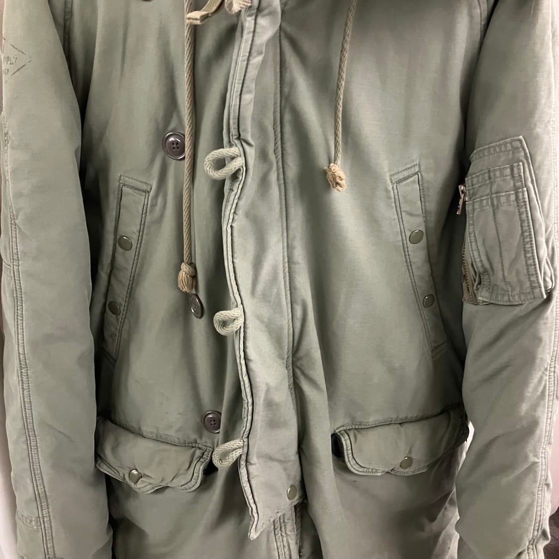 데님 앤 서플라이 폴로 랄프로렌 N3B 카키 밀리터리 후드 야상 M 상품이미지4