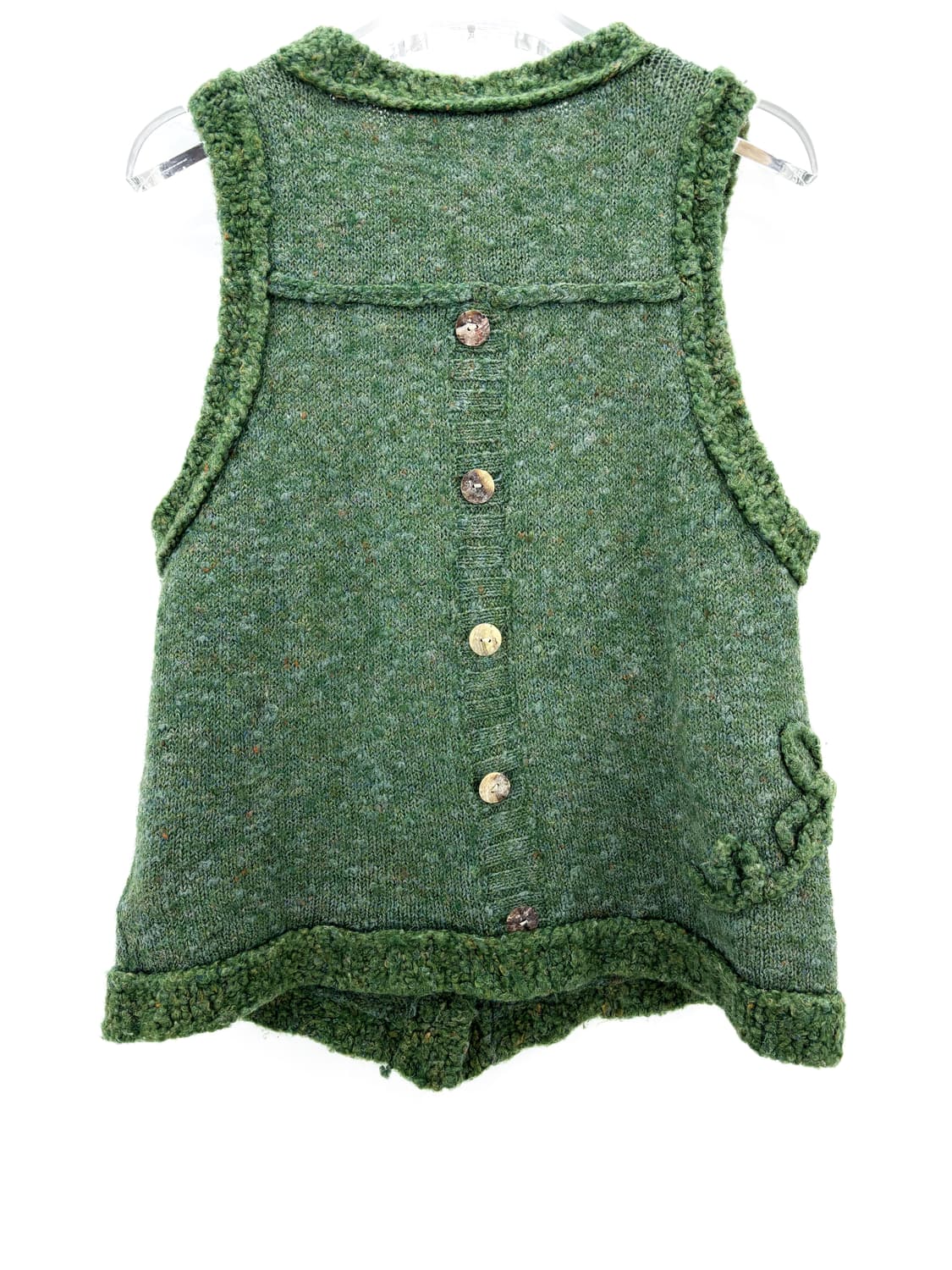 빈티지 그린 플라워 아플리케 니트 베스트 상품이미지8