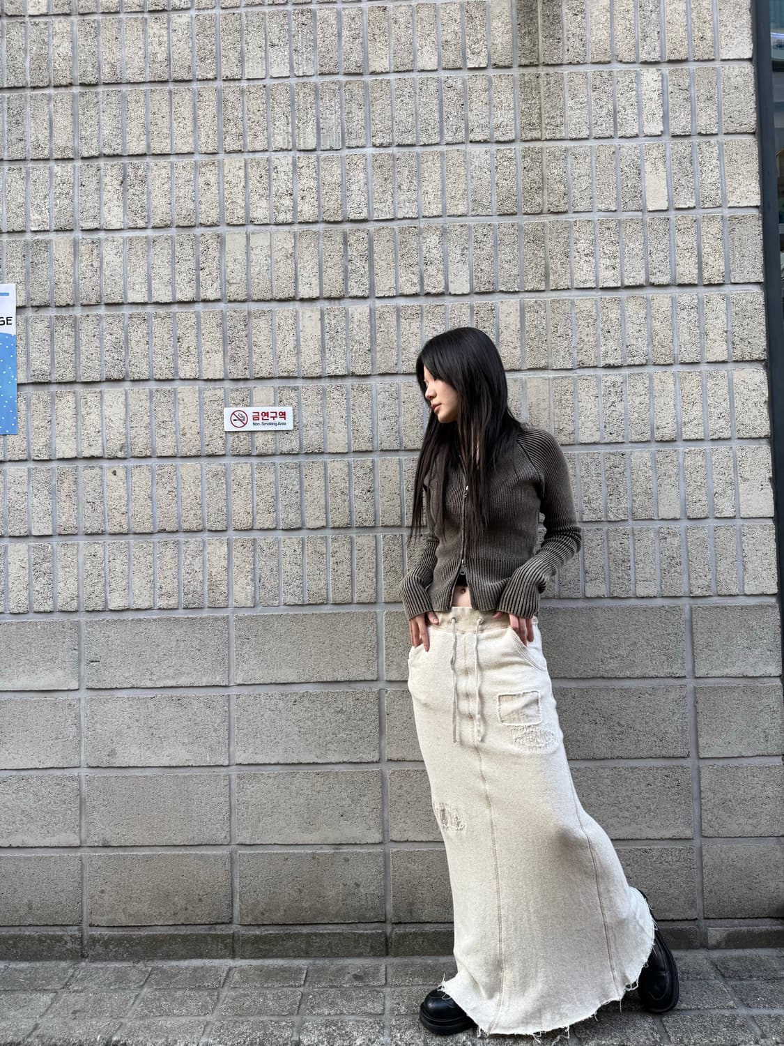 GOA 그런지 하이웨스트 롱 스커트 상품이미지3