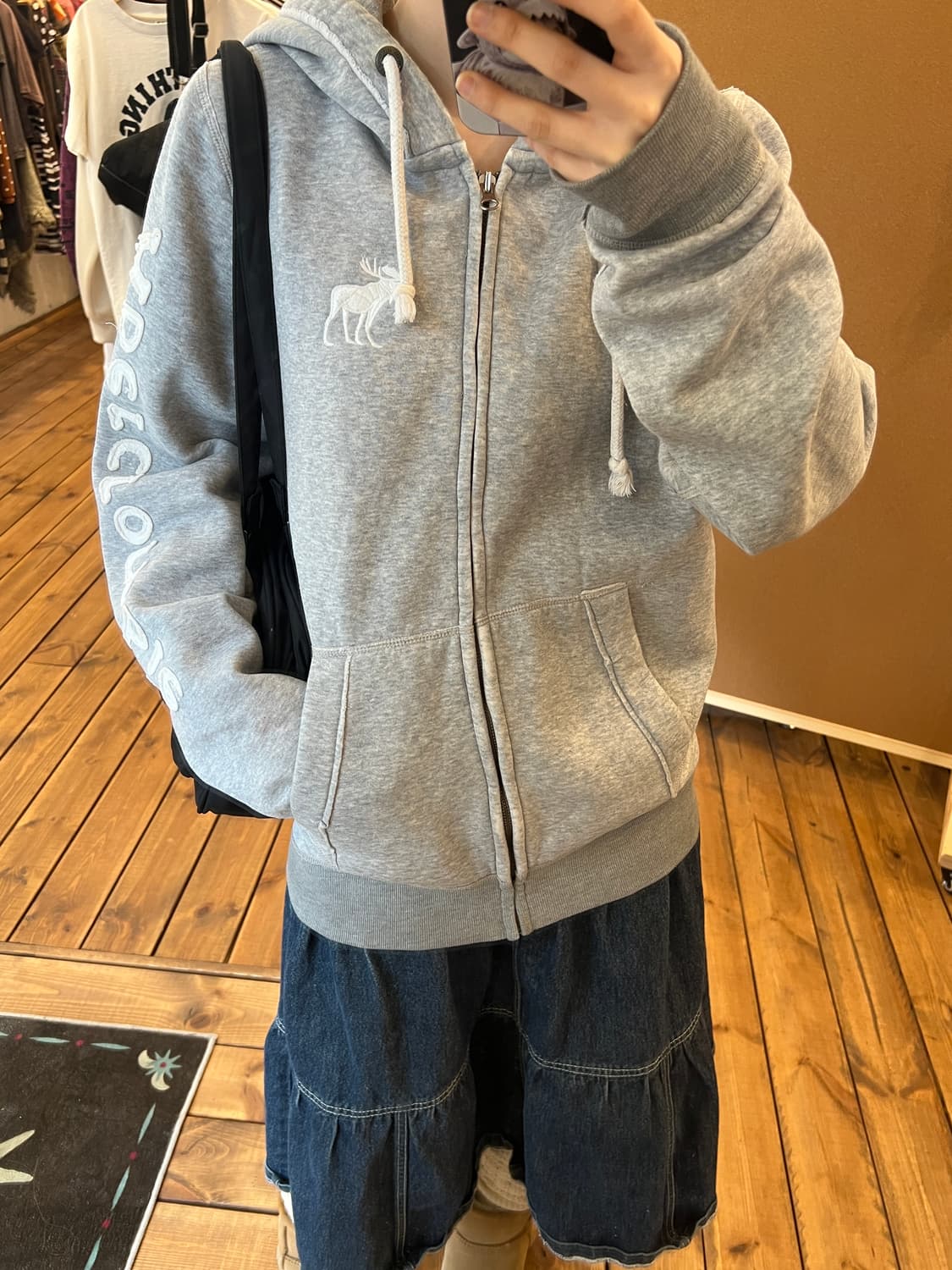 아베크롬비 그레이 로고 후드집업  상품이미지4