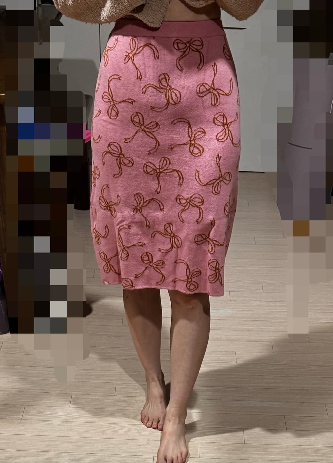 44 ~허리얇은 55 새상품 테일스쿱 리본 니트 스커트 치마 상품이미지2