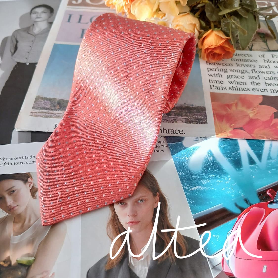 알테아 실크 오렌지 도트 넥타이 8.7cm A+등급 A19532
 상품이미지2