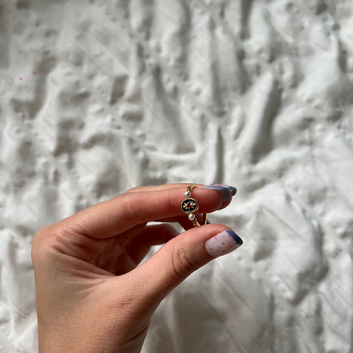 빈티지 진주 블랙 오벌 링 💛 상품이미지5