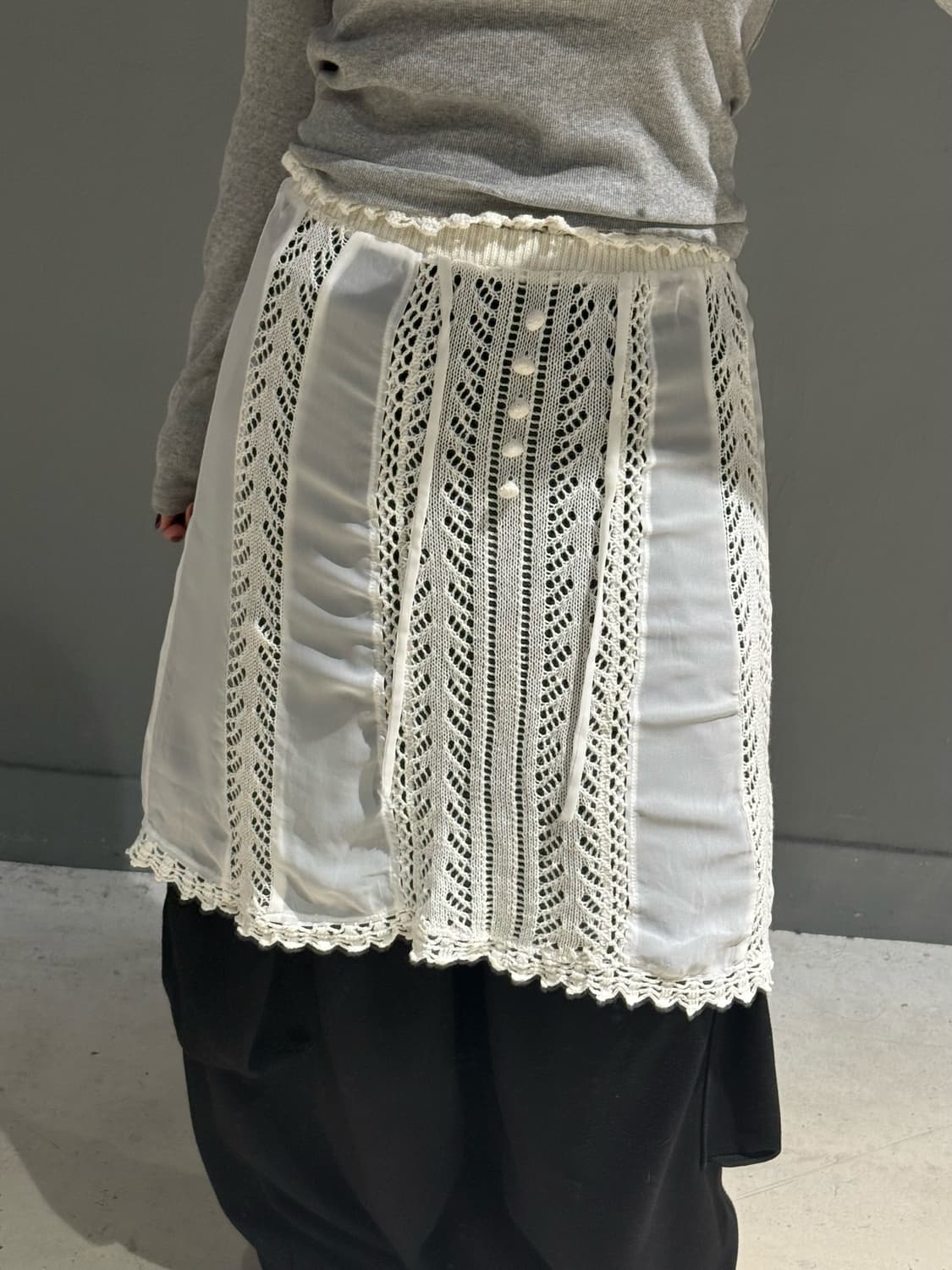 crochet layered button point midi skirt 상품이미지3