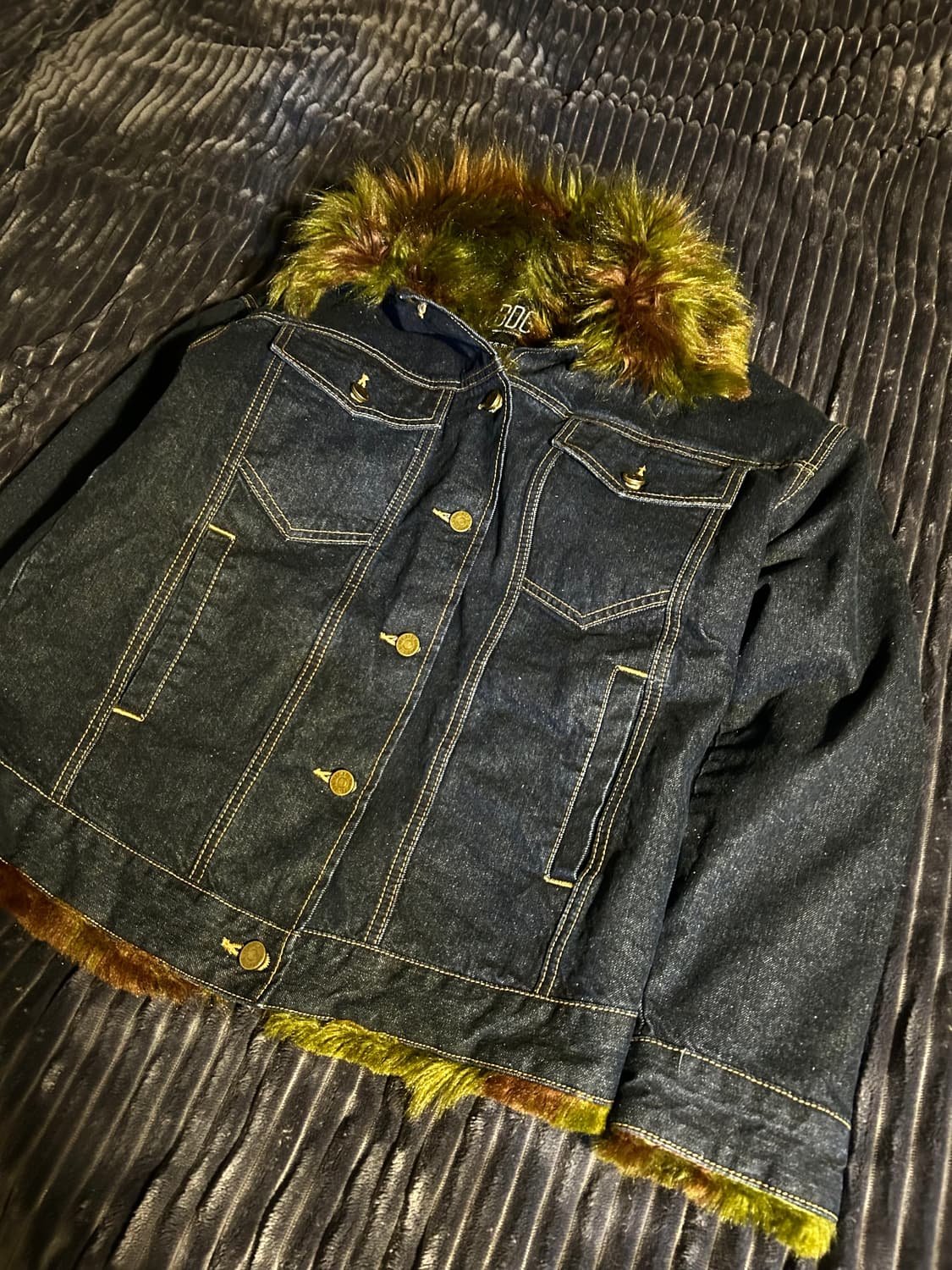 Fur Detail Denim Trucker Jacket 상품이미지5