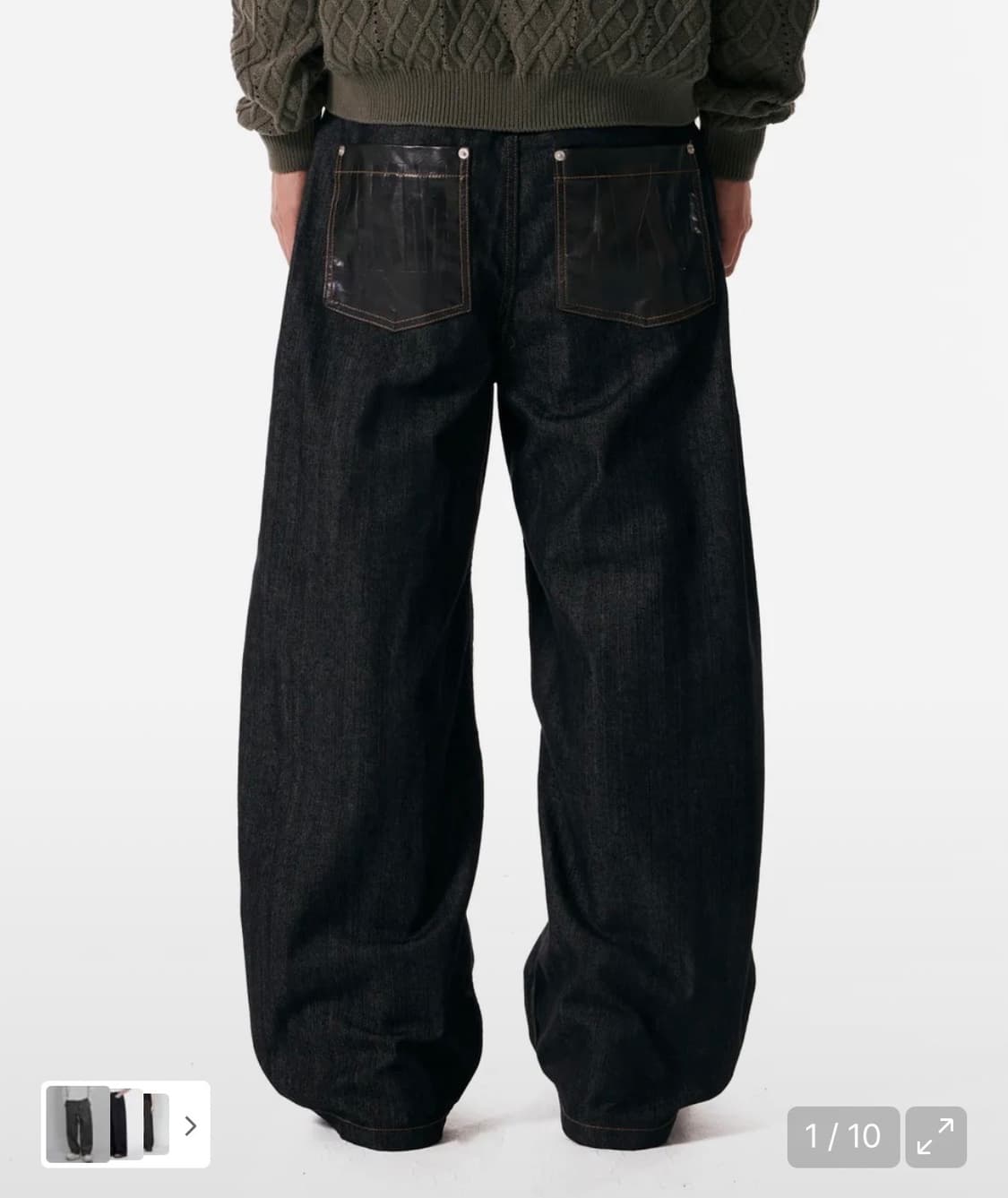 아캄 Leather Patch Denim Pants (Black) 상품이미지1