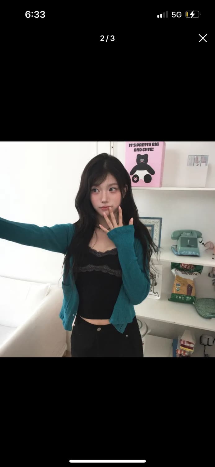 모디무드 펀칭포켓가디건 틸블루 상품이미지2