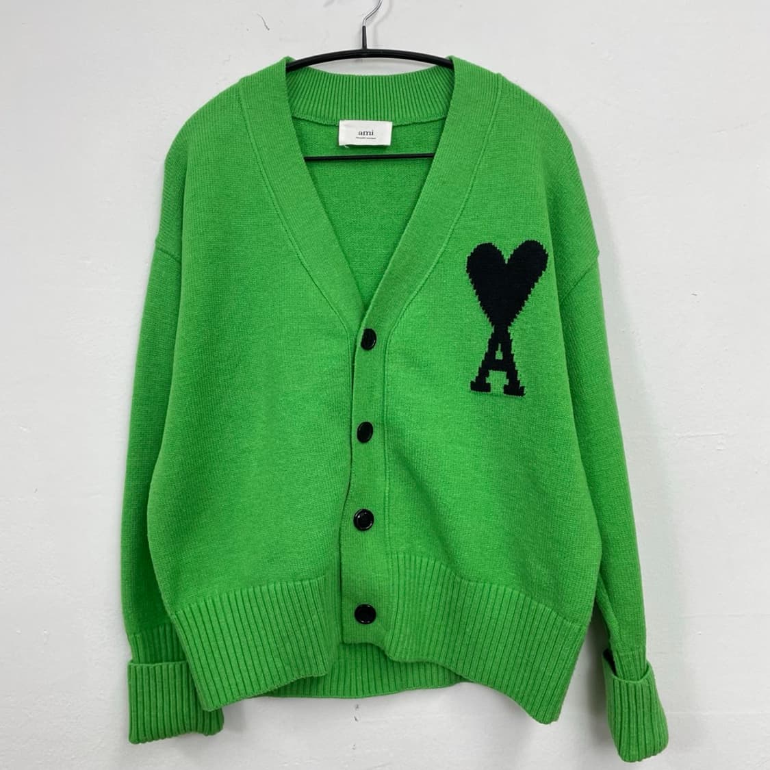 아미 AMI 그린 빅 하트 로고 울 가디건 M 상품이미지8
