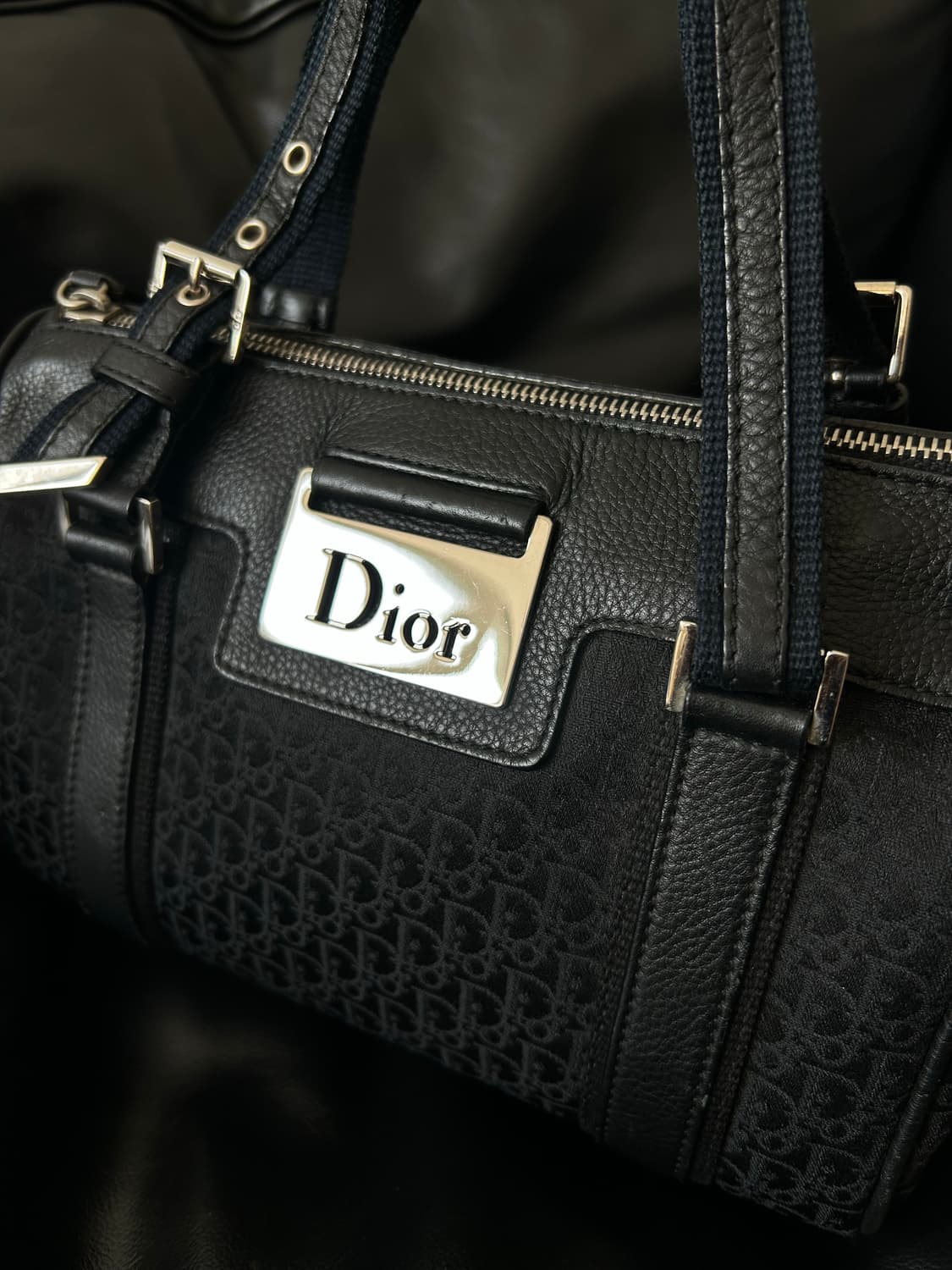 레어🖤)) Dior 디올 오블리크 패턴 미니 보스턴백 블랙 가방 상품이미지2