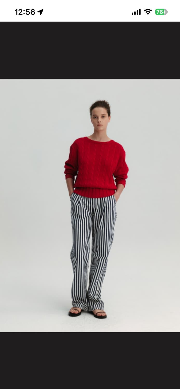 문달 스트라이프 팬츠 네이비 S 상품이미지1