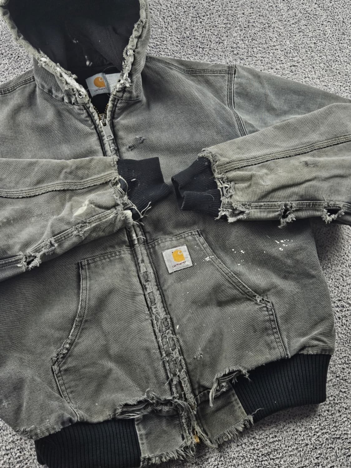 80~90's USA 칼하트 디스트레스드 워크 자켓(XL추정)/10786 상품이미지6