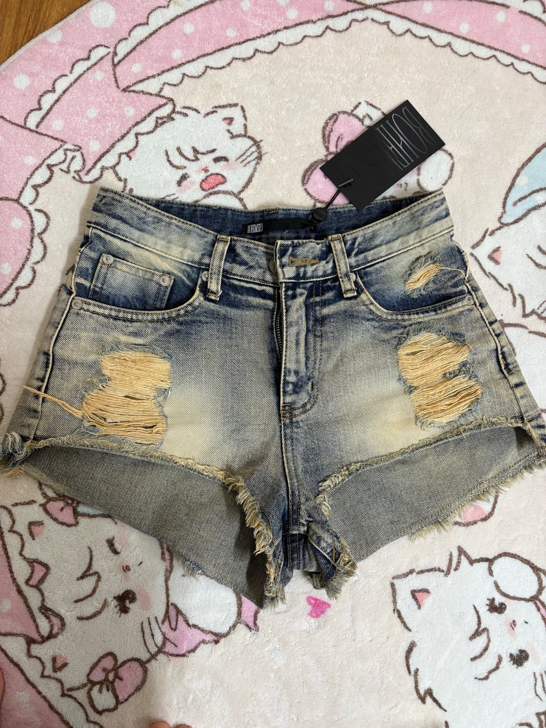 보헤미안서울 데미지 워싱 쇼츠 블루 1사이즈 상품이미지1