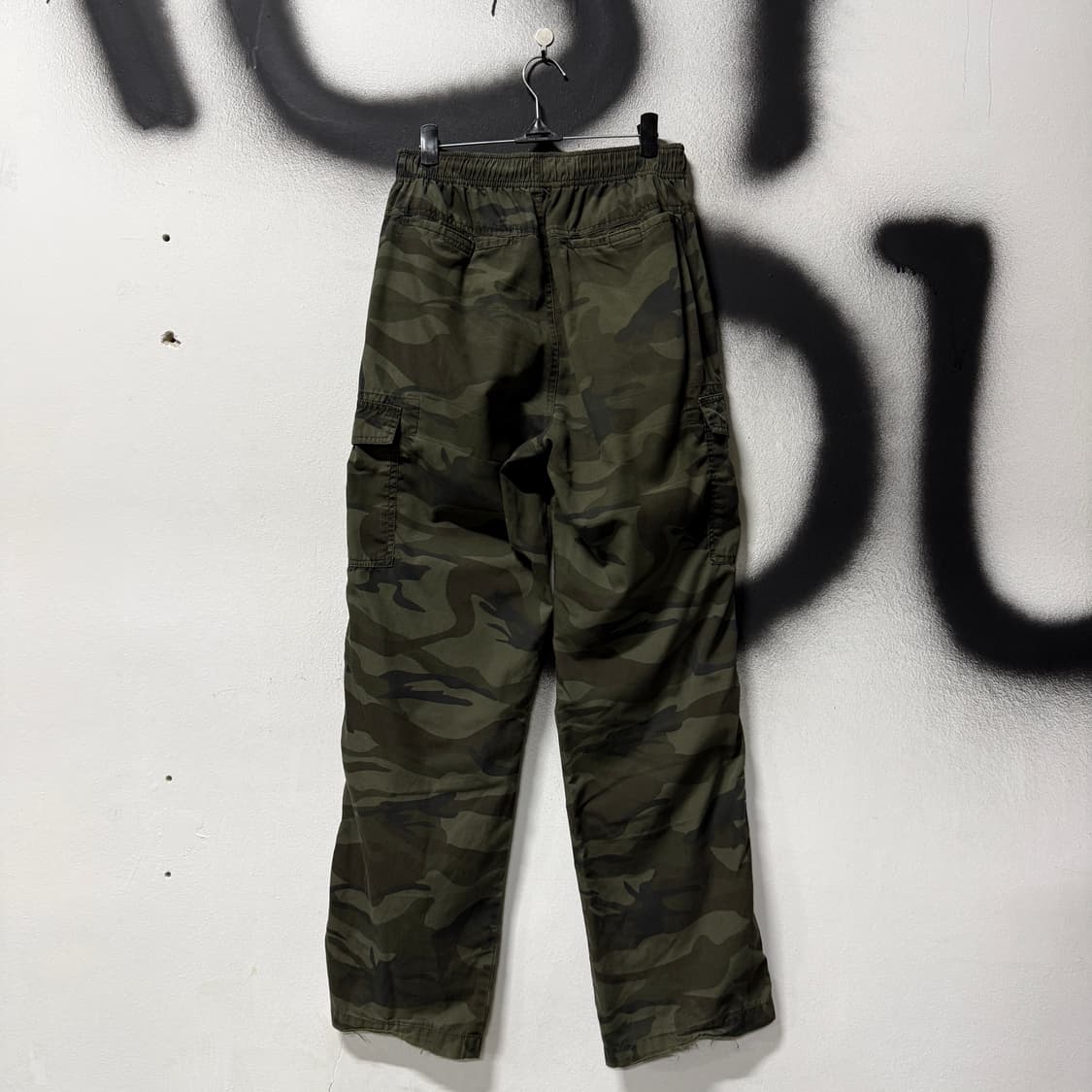 VTG 빈티지 우드랜드 카모 밀리터리 밴딩 와이드 카고 팬츠 상품이미지2