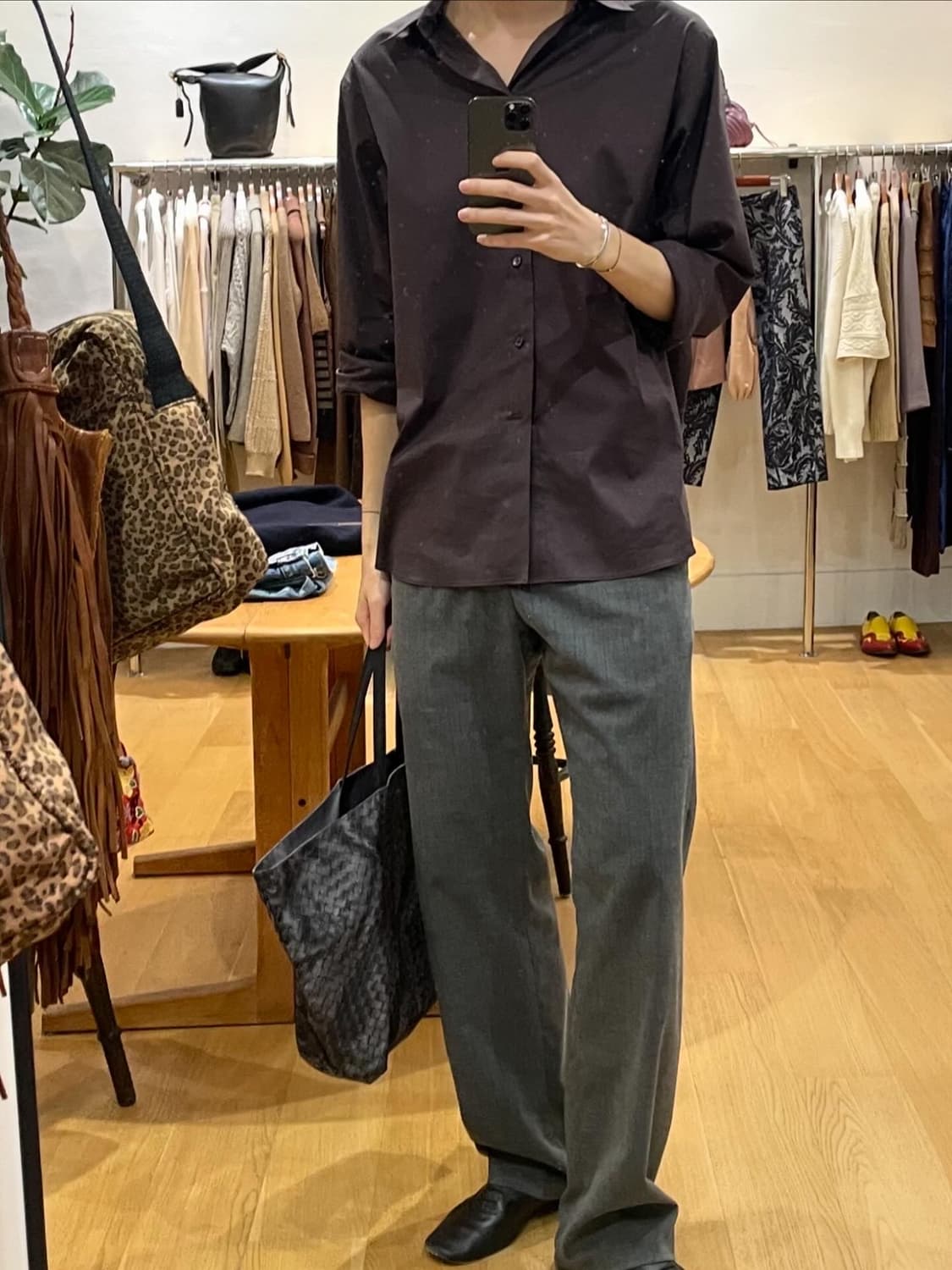 3) 머듈 슬랙스 스트라이프 그레이 상품이미지1