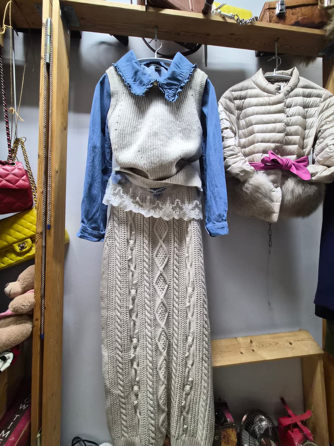 마크제이콥스프릴데님. 레이스니트. 니트케이블 롱스커트 상품이미지1