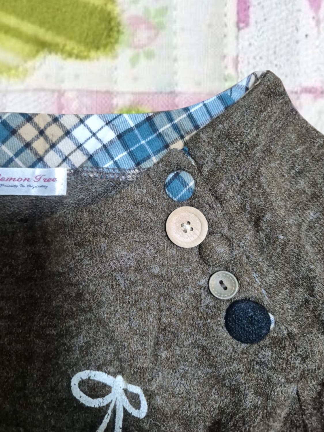 일본 빈티지 모리걸 라떼갸루 니트 블라우스 단추 만두 주머니 갸루깔 상품이미지3