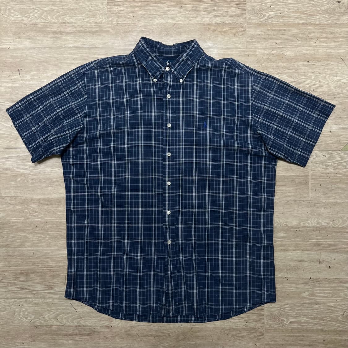 폴로 랄프로렌 스몰포니 버튼다운 반팔 체크셔츠 [네이비] XL/105 상품이미지1