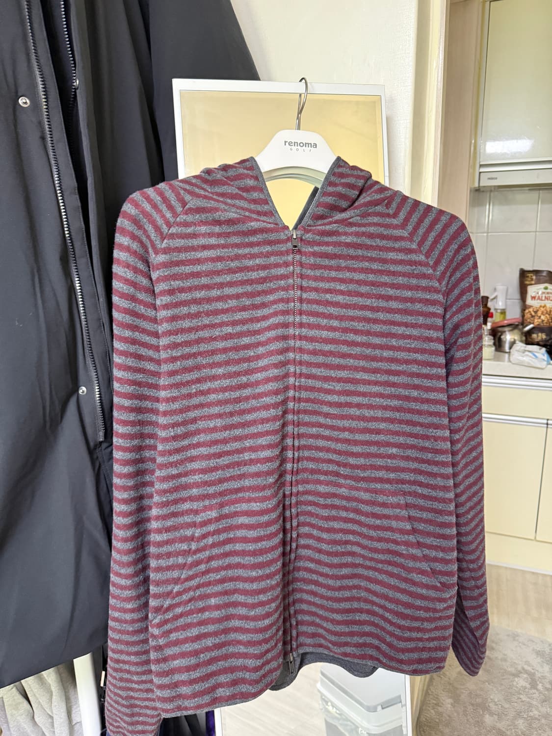 (유튜버 호수 착용)토피 스트라이프 플리스 후드집업 상품이미지4