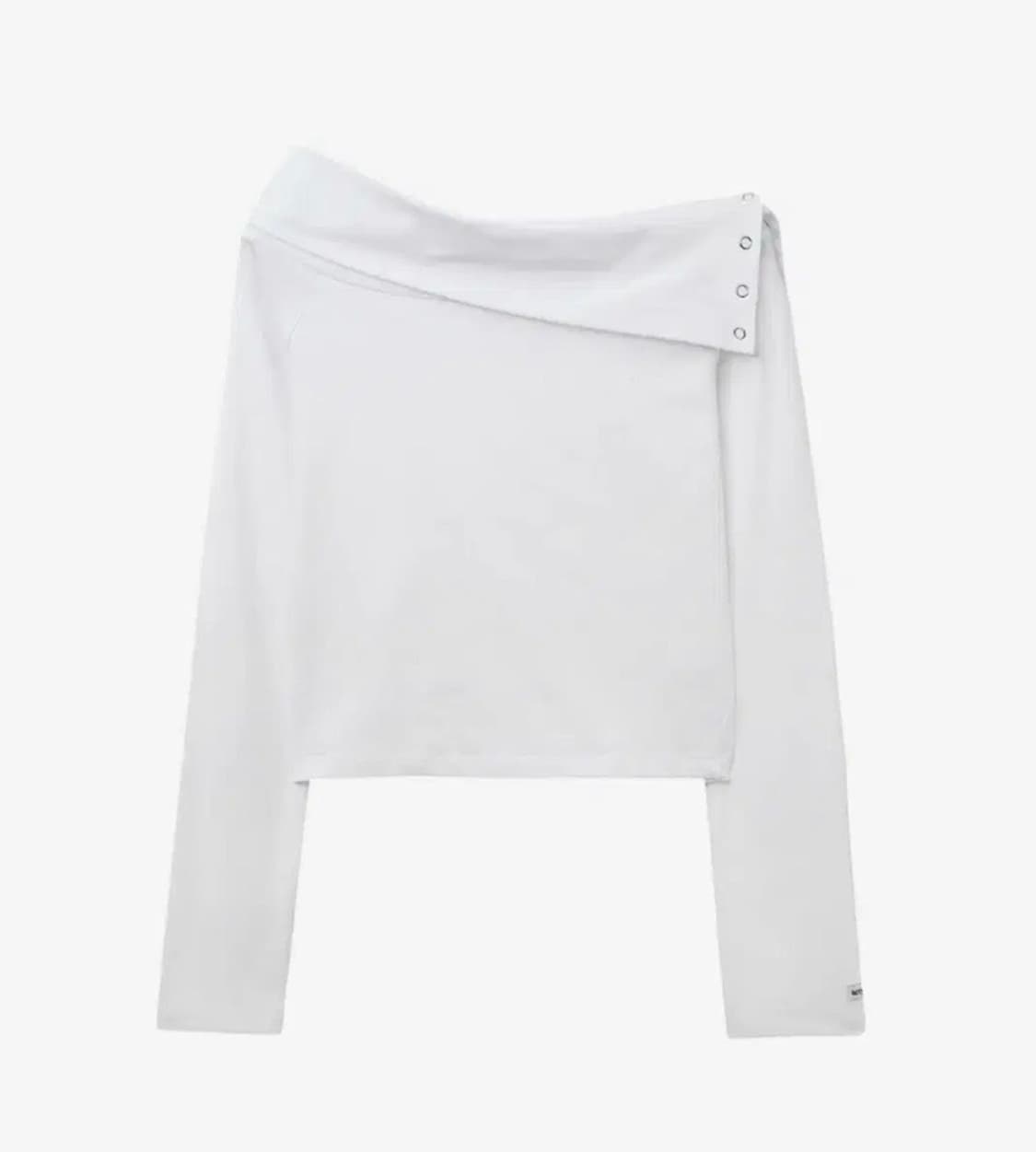 렌세 스냅 오프숄더 티셔츠 화이트 상품이미지2