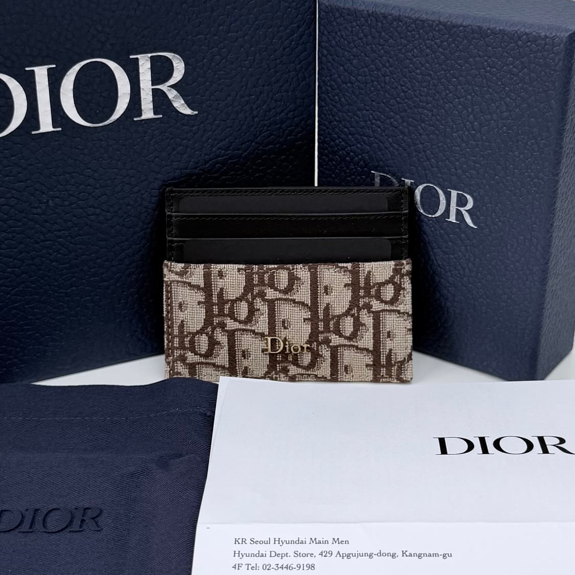 [미사용/선물가능] 26SS 디올 오블리크 자카드 레더 카드지갑 브라운 상품이미지1