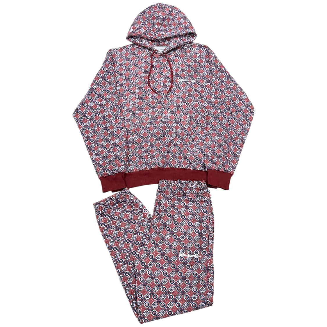 디스이즈네버댓 타일 패턴 기모 스웻 셋업 세트 버건디 XL 상품이미지2