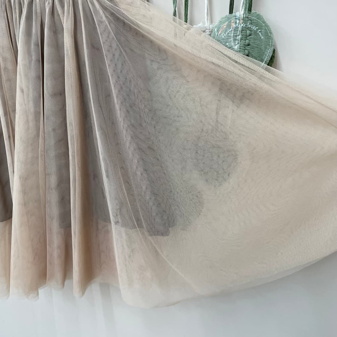 쉬폰 풀밴딩 브라운 샤 미디 스커트 상품이미지3