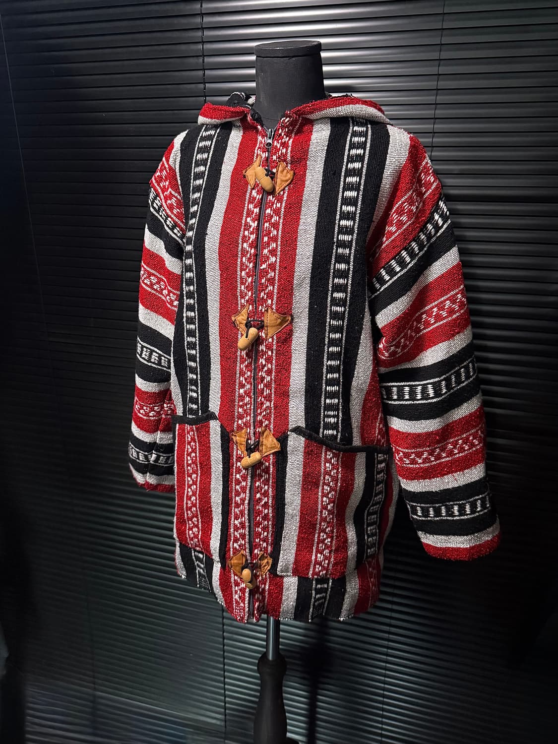 러그 리폼 집업 후드 에스닉 가디건 러그 보헤미안 스트라이프 울 코트 상품이미지1