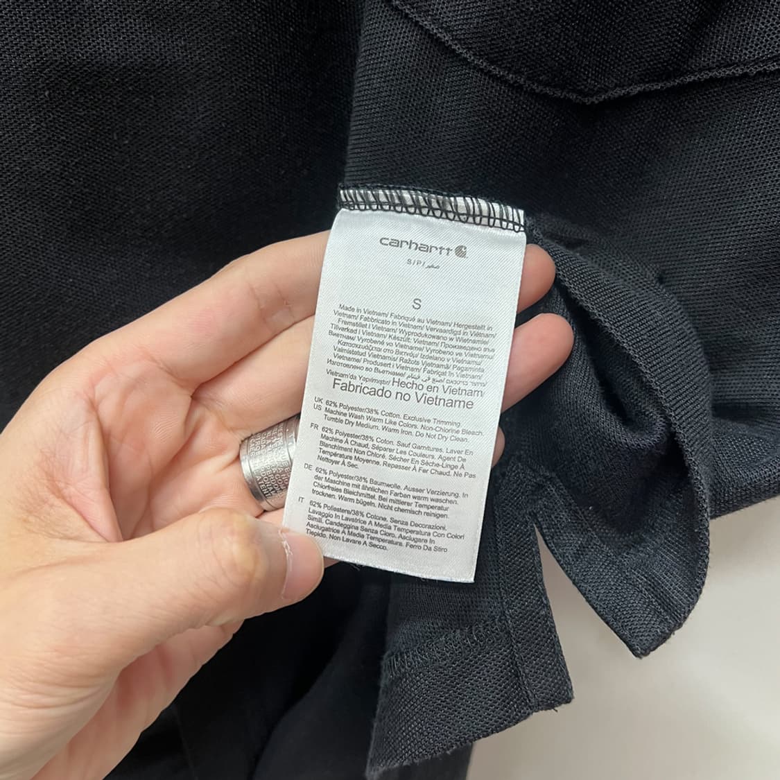 칼하트 루즈핏 블랙 포켓 카라 반팔티 S 상품이미지4