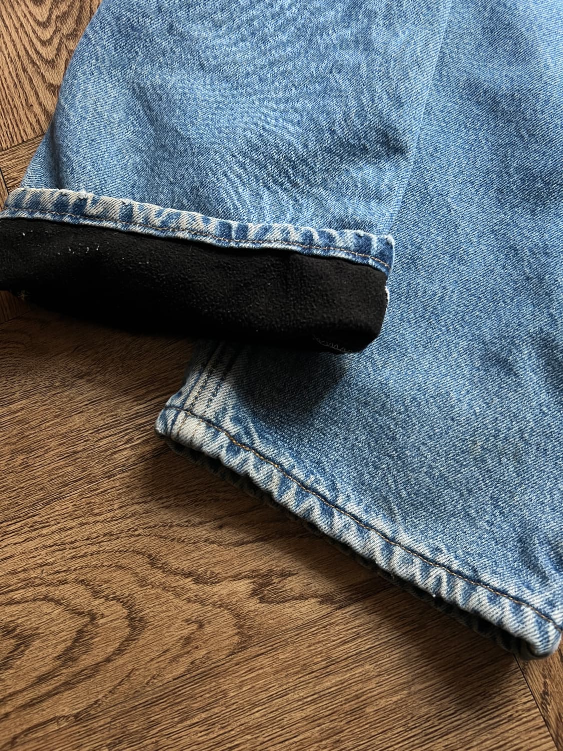 [32]칼하트 USA 플리스 라이닝 더티워싱 워크 데님 팬츠 상품이미지6