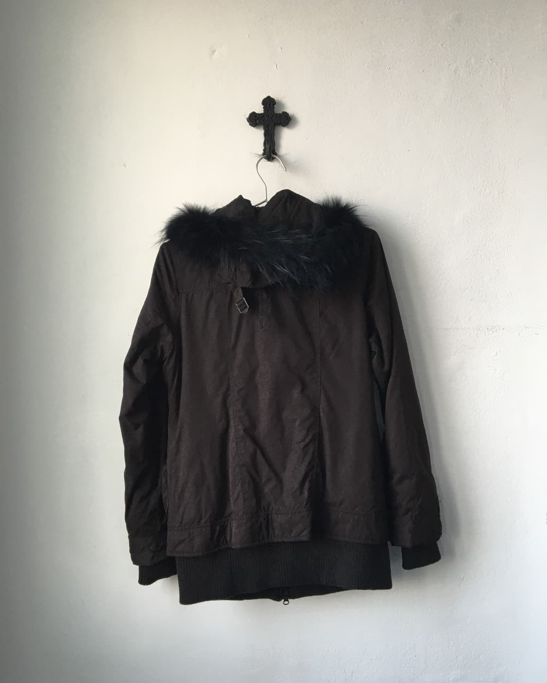 Fake fur hood high neck filed jacket 상품이미지4