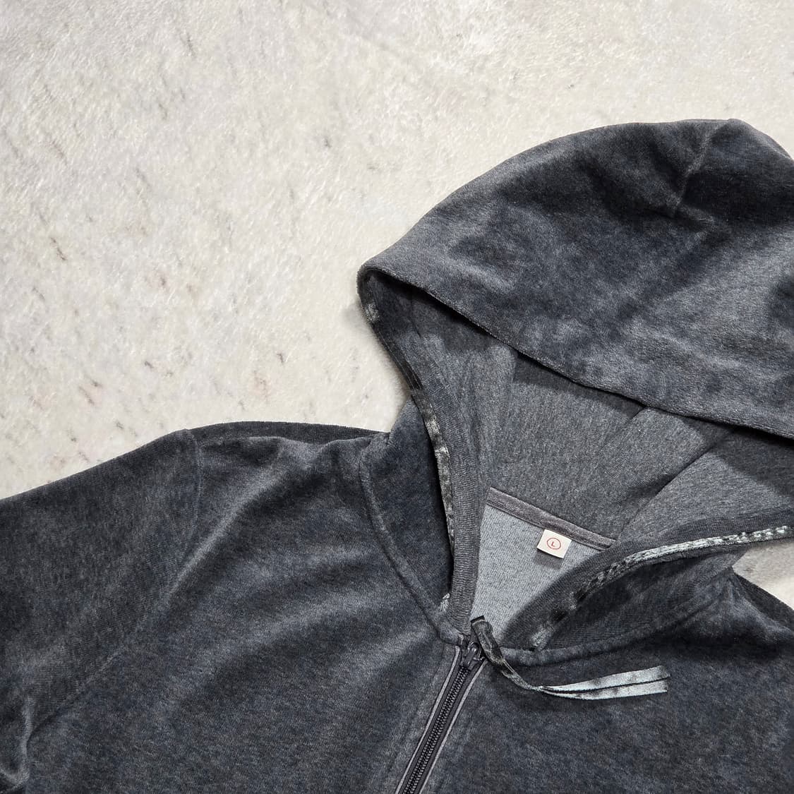 재팬 유니클로 챠콜 벨벳 후드집업 상품이미지2