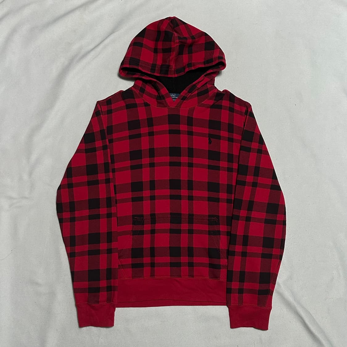 XL 폴로랄프로렌 피그먼트 타탄체크 후드티 상품이미지2