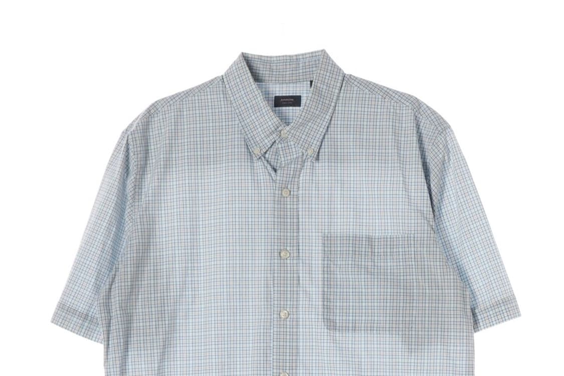 ARROW 오버핏 스카이블루 체크 반팔셔츠 상품이미지3
