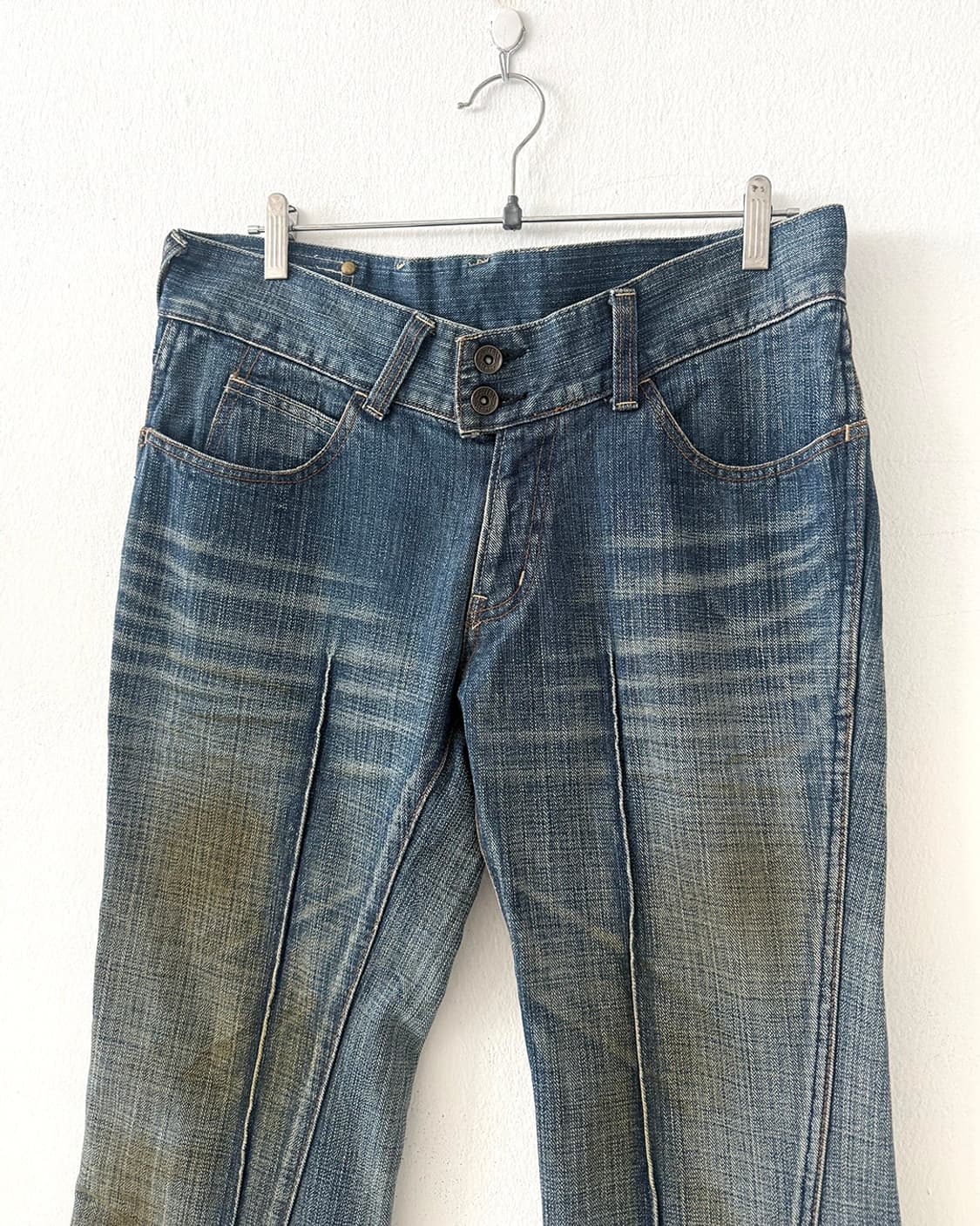 Y2K Khaki Dirty Wash Bootcut Denim Pants 상품이미지7