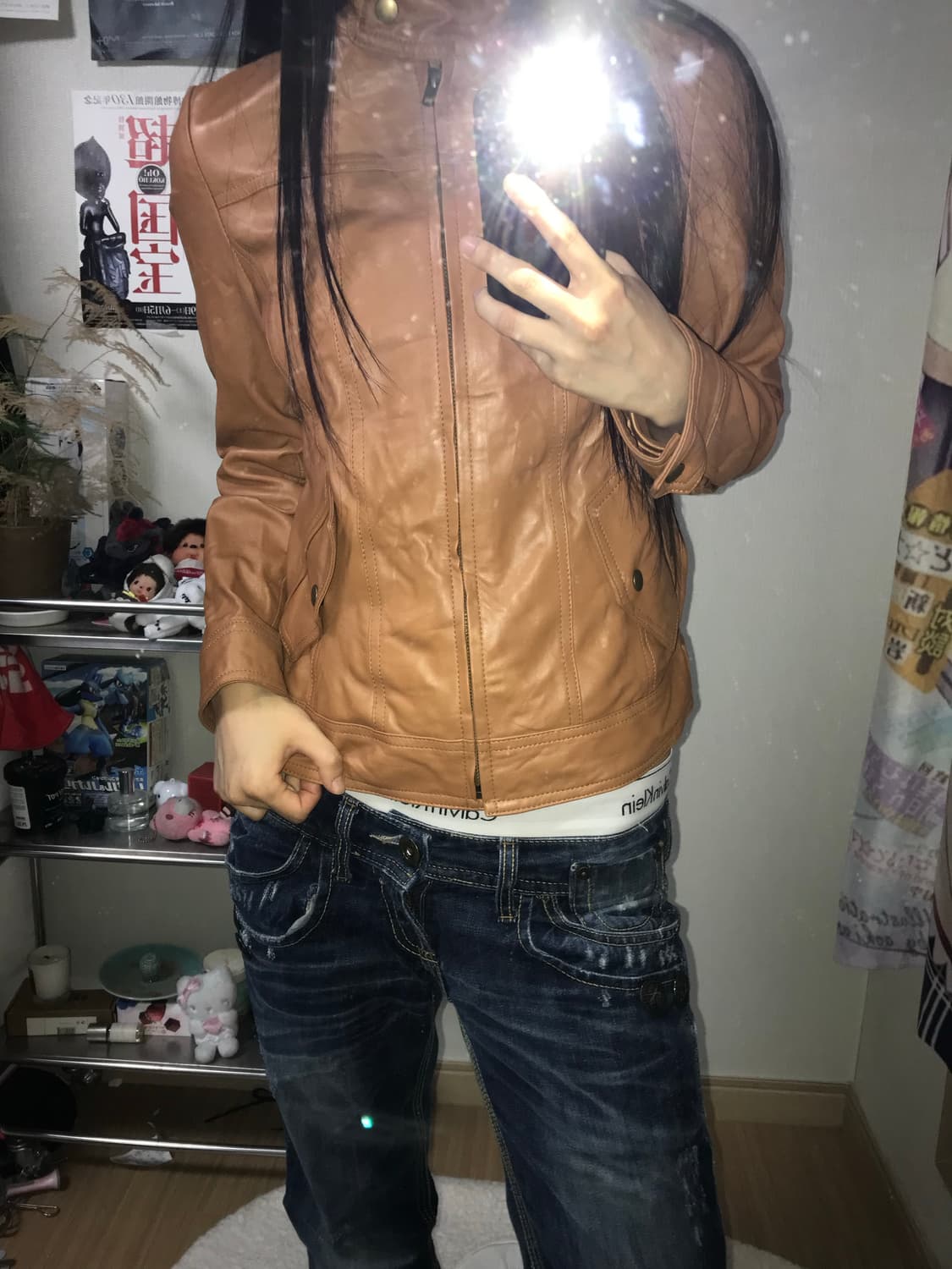 Mujent 램스킨 브라운 레더자켓 상품이미지1
