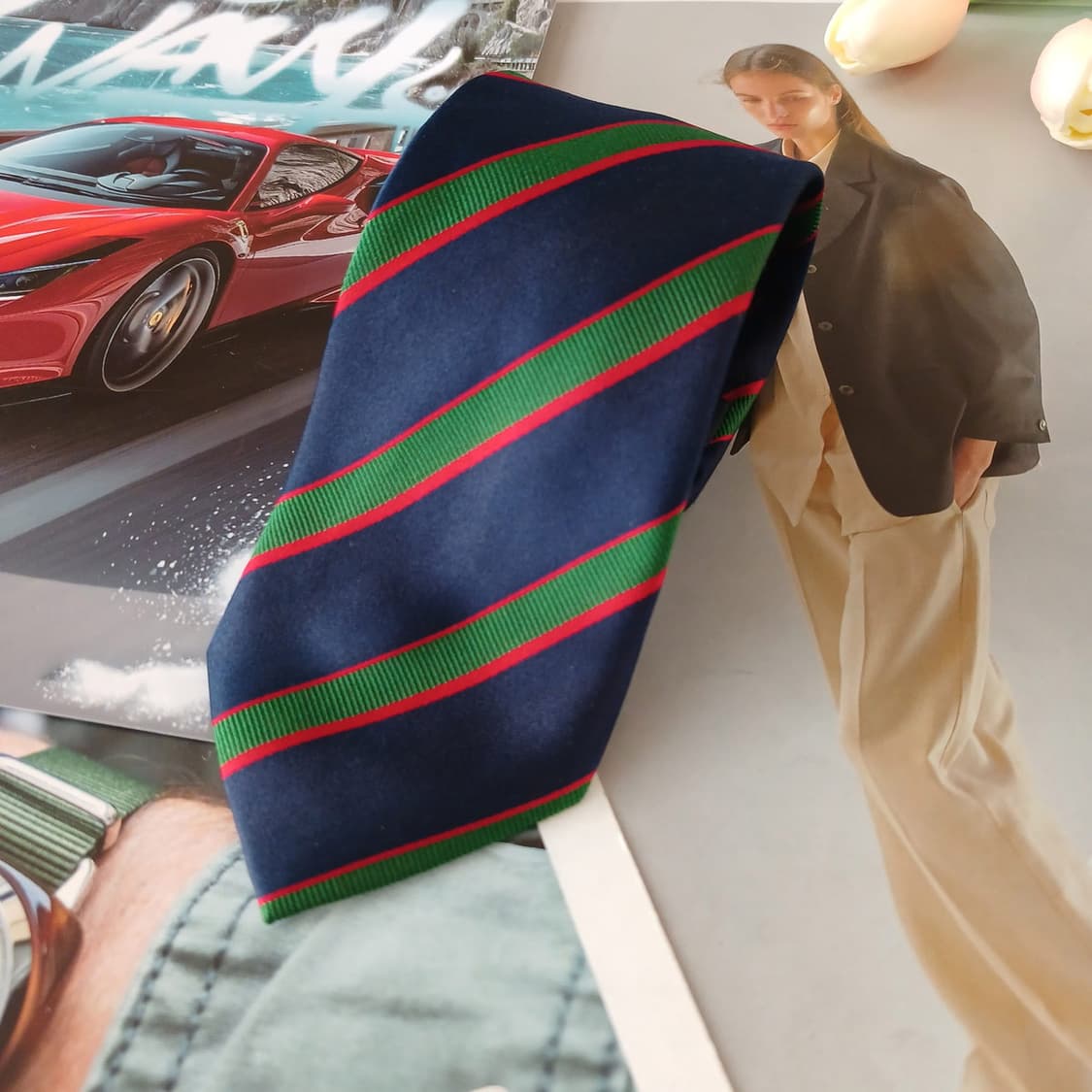 지오지아 실크 네이비 스트라이프 넥타이 7.6cm A등급 A19372
 상품이미지2