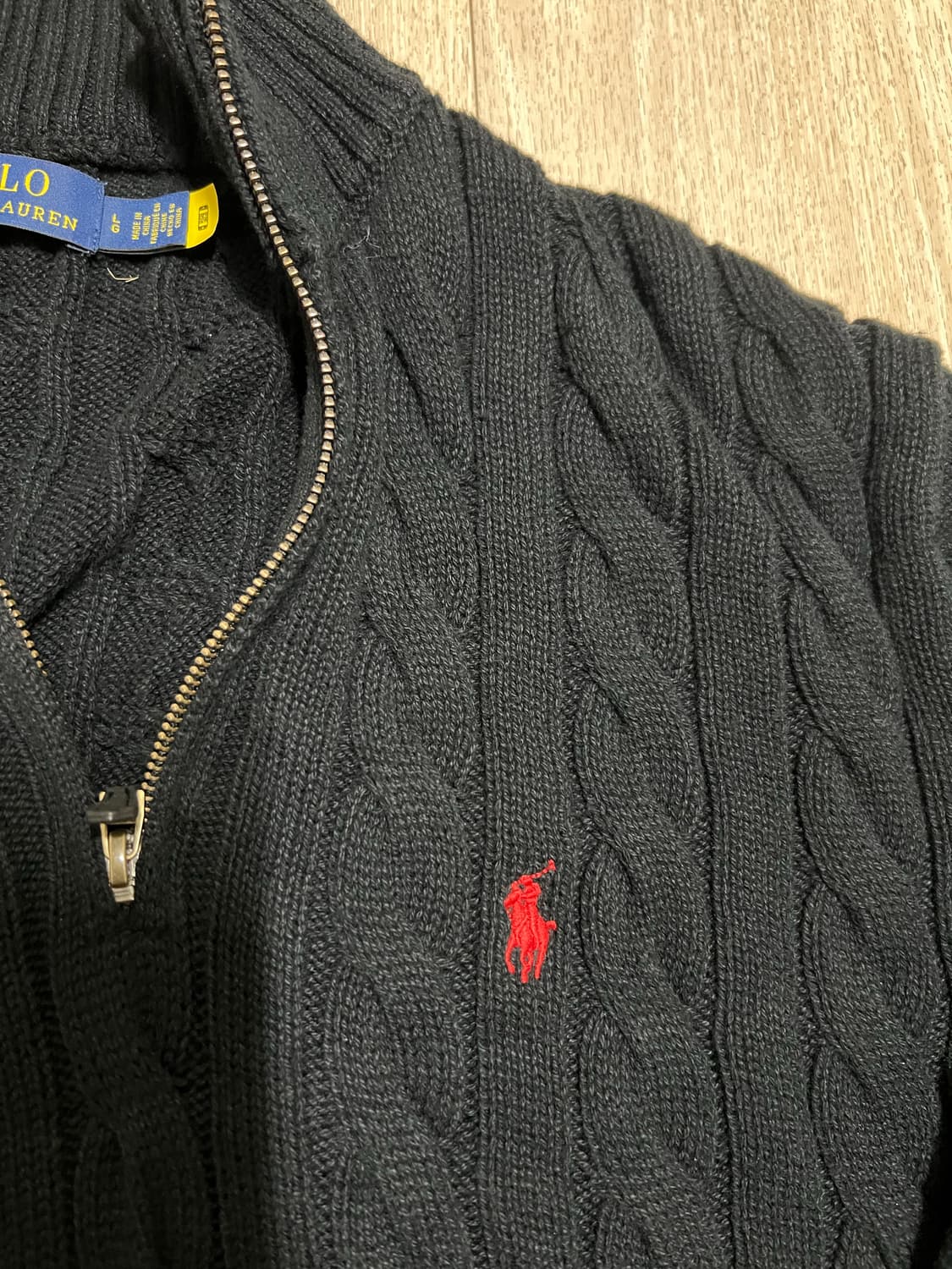 폴로 꽈베기니트 하프집업 블랙 L 상품이미지4