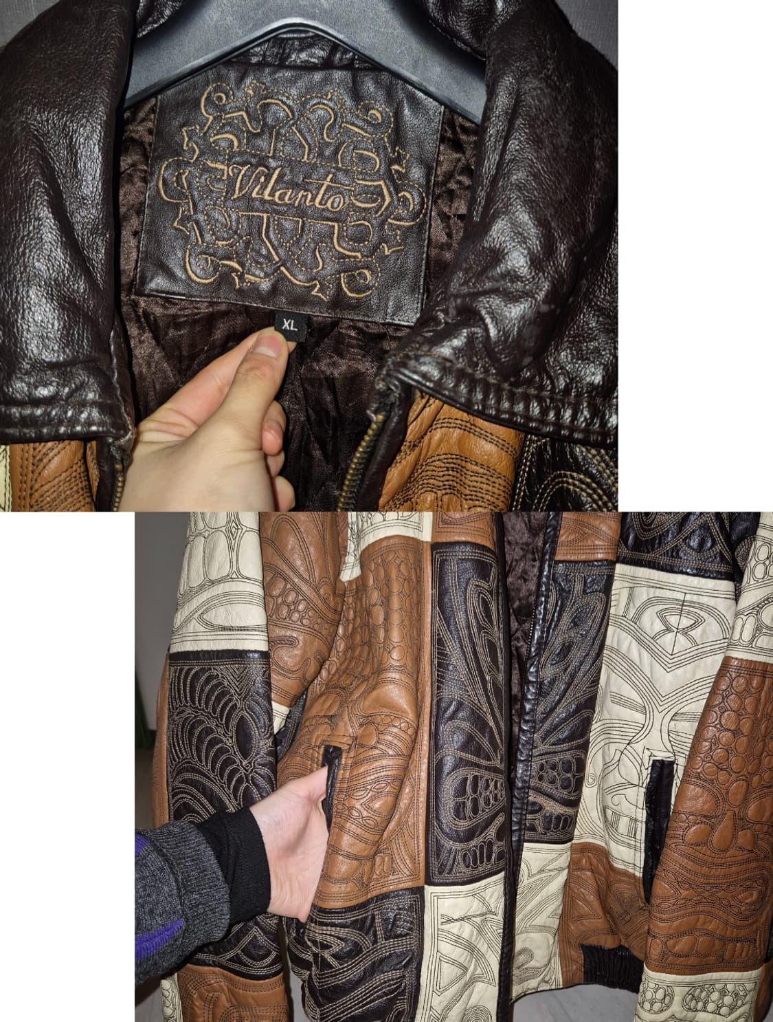 오리엔탈 패치워크 가죽 봄버 자켓 상품이미지4