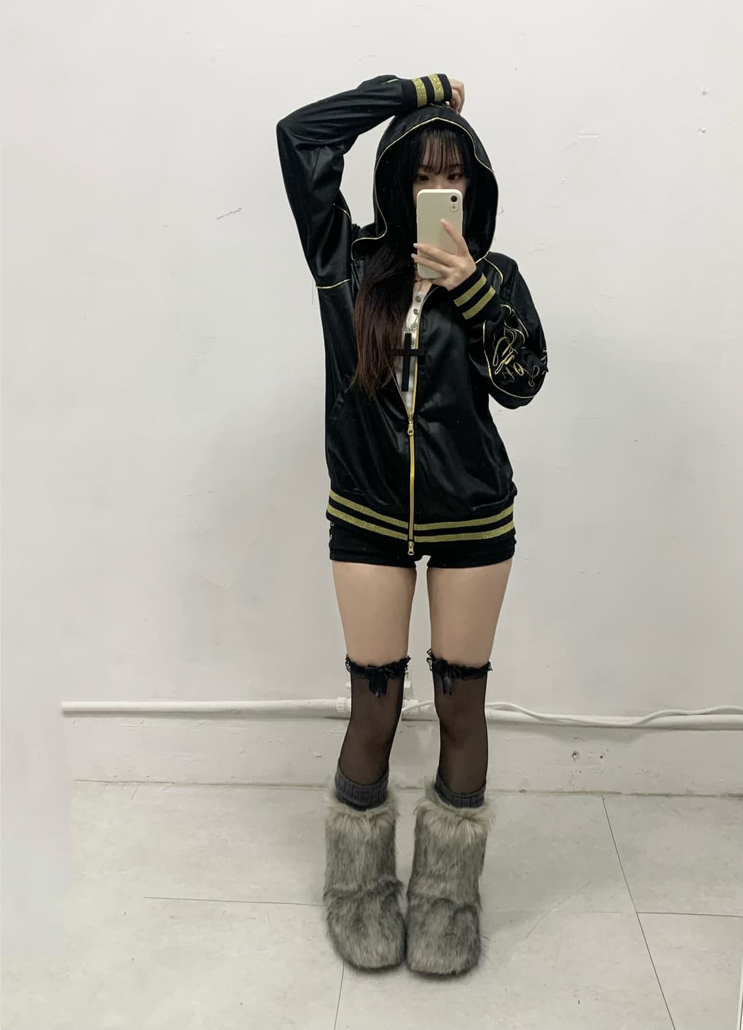 [GHETTO] 펑크 골드 레터링 후드 져지 상품이미지2