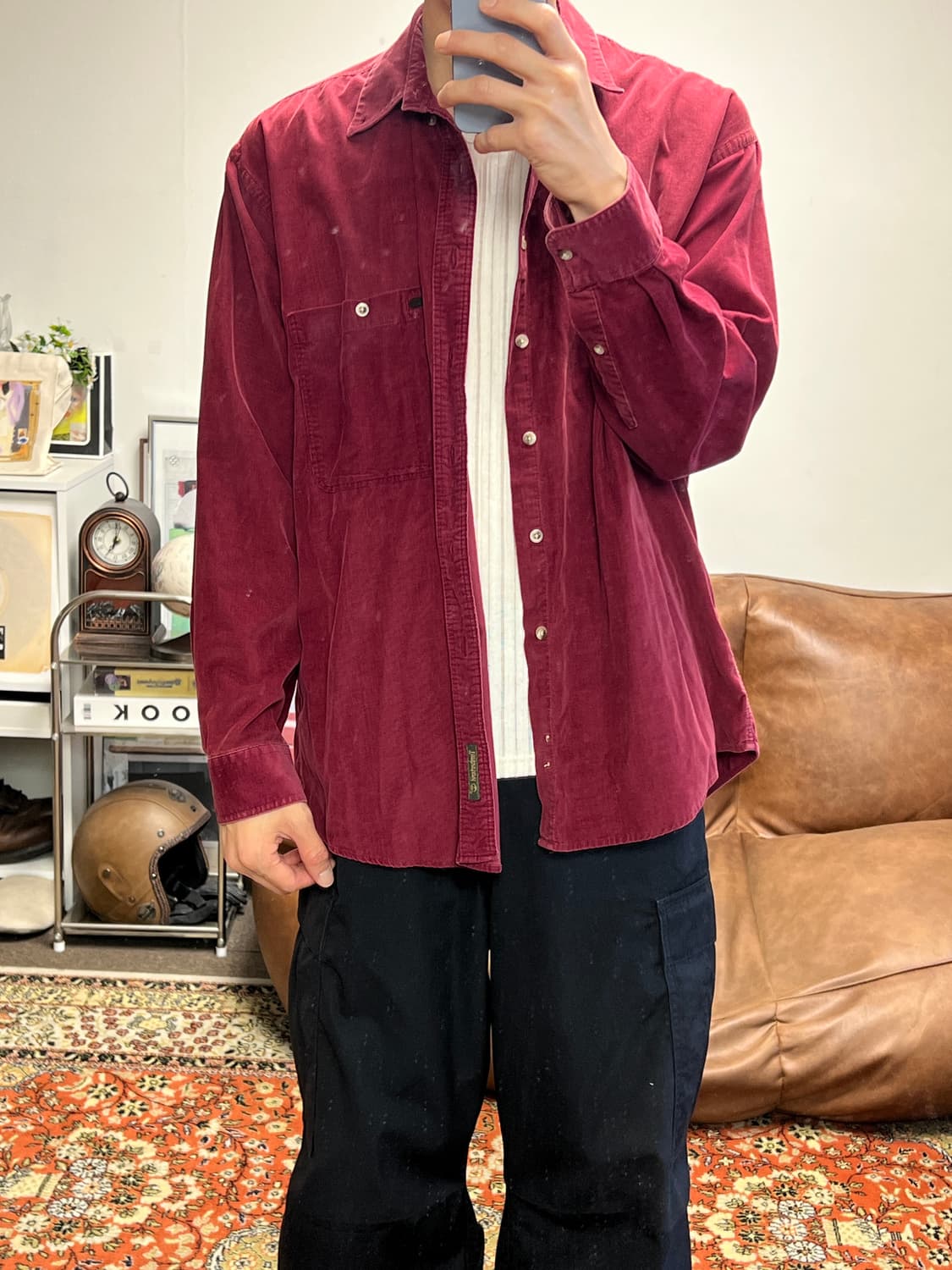 [L] 팀버랜드 빈티지 버건디 코듀로이 셔츠 상품이미지3